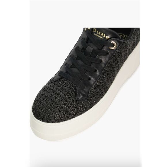 New Dune London Episode Platform  Sneaker Blac Raffia Platform Cushioned 40/10 - Picture 3 of 6